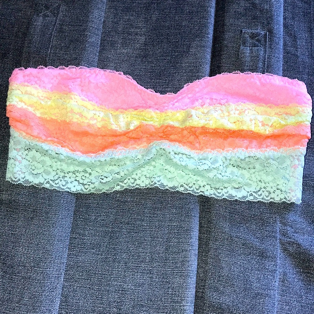 Victoria’s Secret Pink Pastel Lace Bandeau Bra, Large